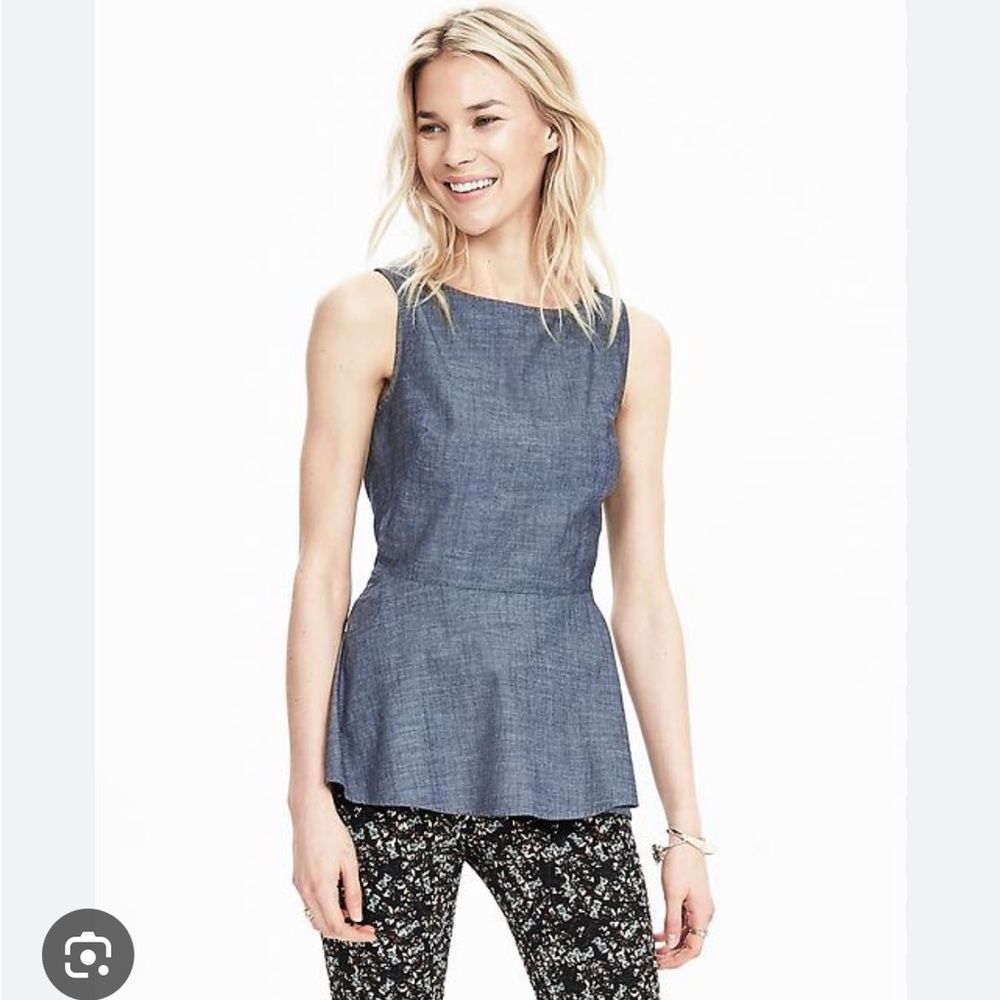 Banana Republic Indigo Denim Peplum Tank